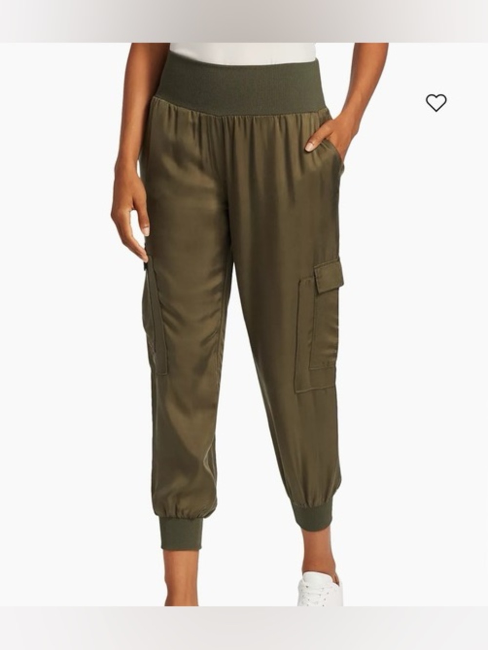 Cinq à Sept Giles Satin Cargo Jogger Pants Olive Size S